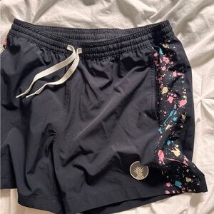 Chubbies Black Athletic Shorts with Colorful Splashes